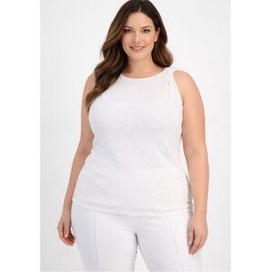 Anne Klein Woman Sequin Sleeveless Top 3X – Bright White NWT
